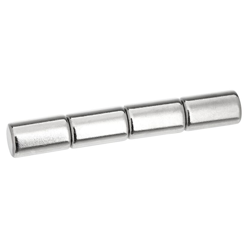 Vier zylindrische Magnete