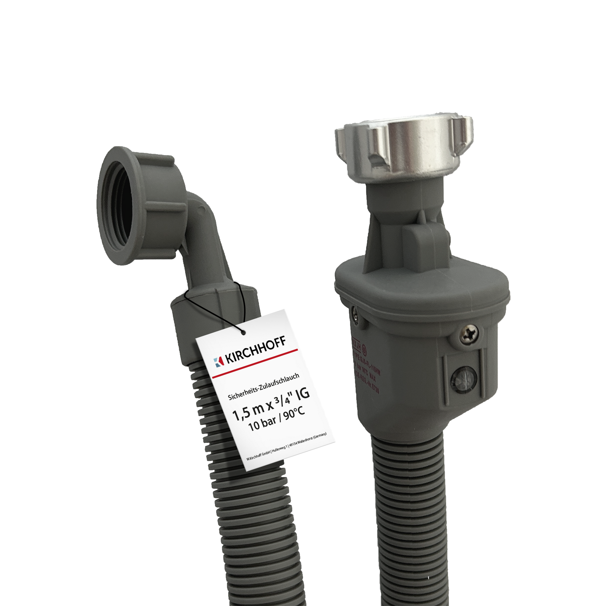 WAS-Sicherheits-Zulaufschlauch 3/4" IG x 1,5 m x 3/4" IG, 10 bar