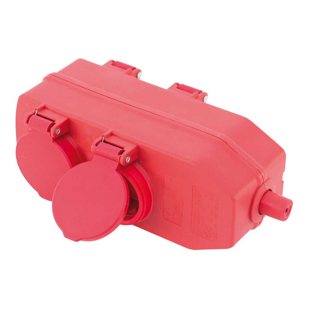 Rote Vierfach-Schutzkontaktkupplung