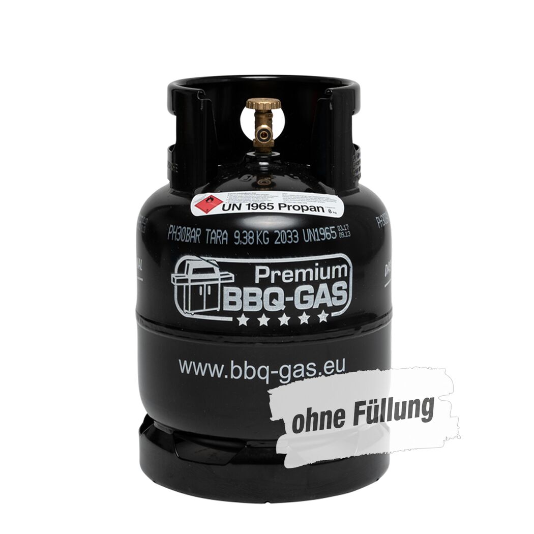 Schwarze Propangasflasche Premium BBQ-GAS ohne Füllung