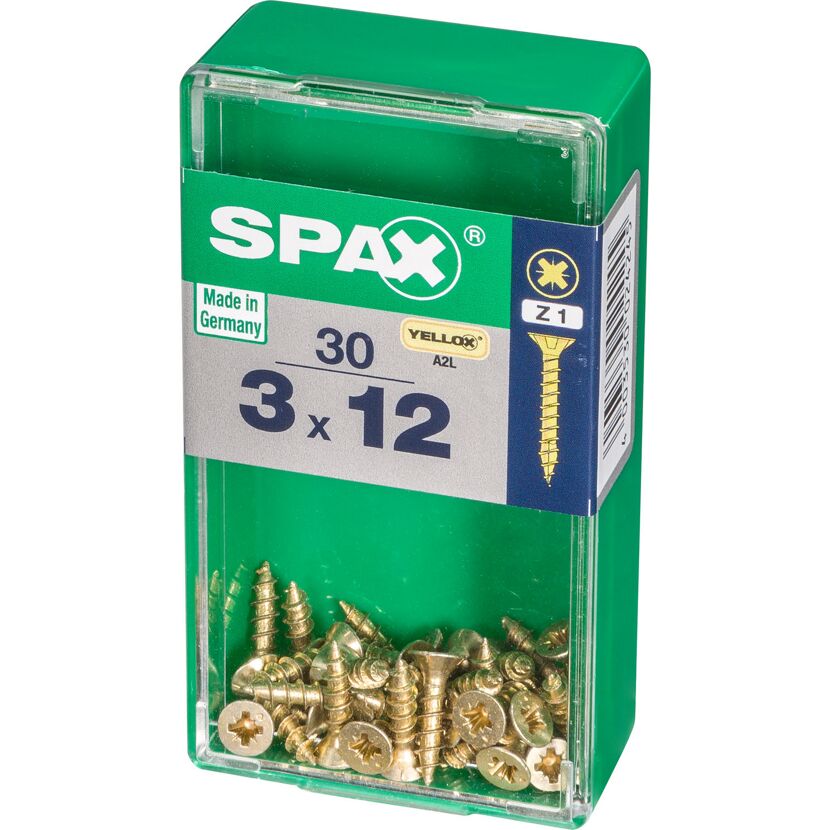 SPAX Senkkopfschrauben 3 x 12 mm, 30 Stück in Box