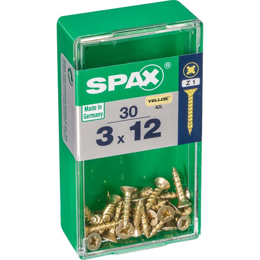 SPAX Senkkopfschrauben 3 x 12 mm, 30 Stück, gelbverzinkt