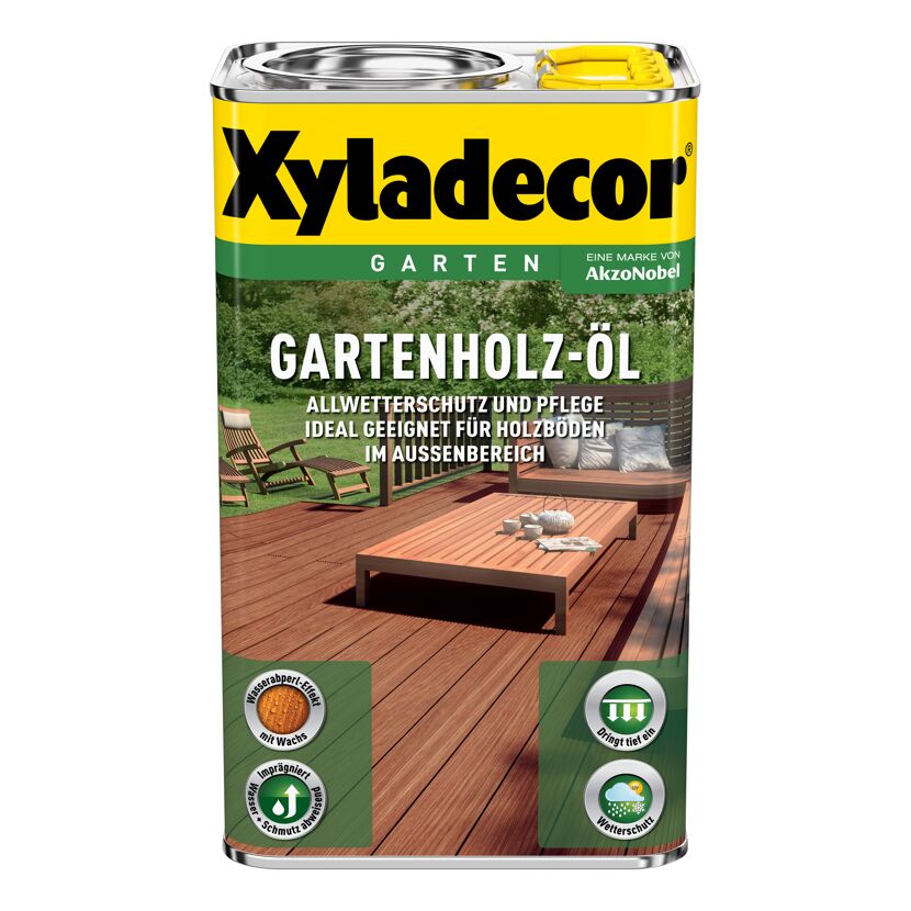 Xyladecor Gartenholz-Öl auf einer Holzterrasse