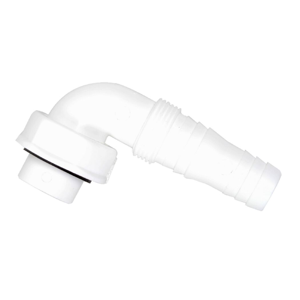 Geräteanschluss 90° weiß 1" IG x 3/4" T, für Unterputz-Waschgeräte-Siphon