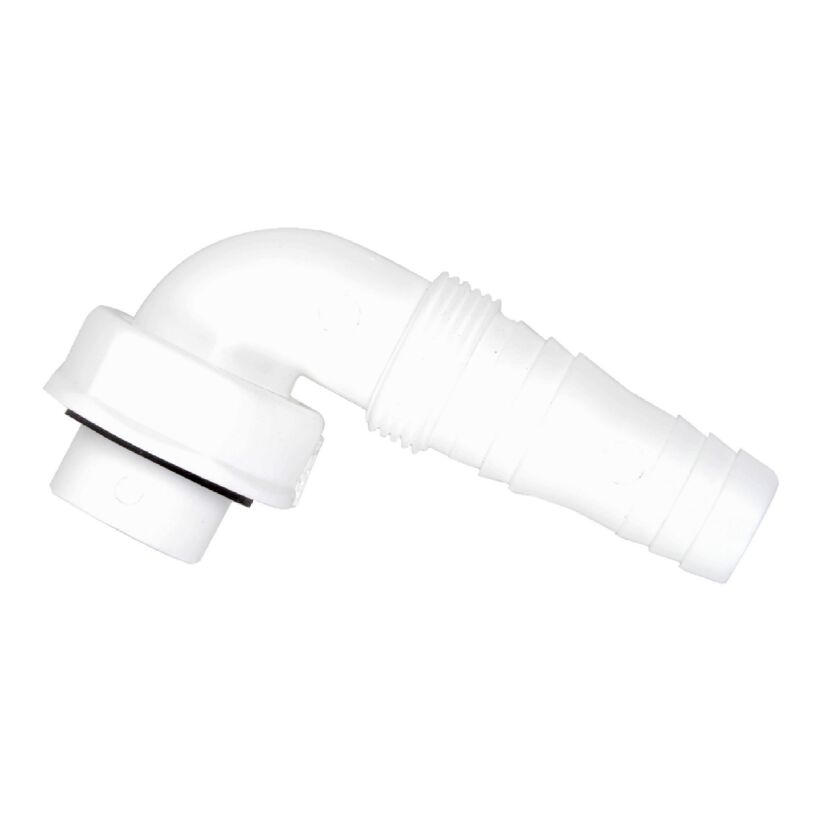 Geräteanschluss 90° weiß 1" IG x 3/4" T, für Unterputz-Waschgeräte-Siphon