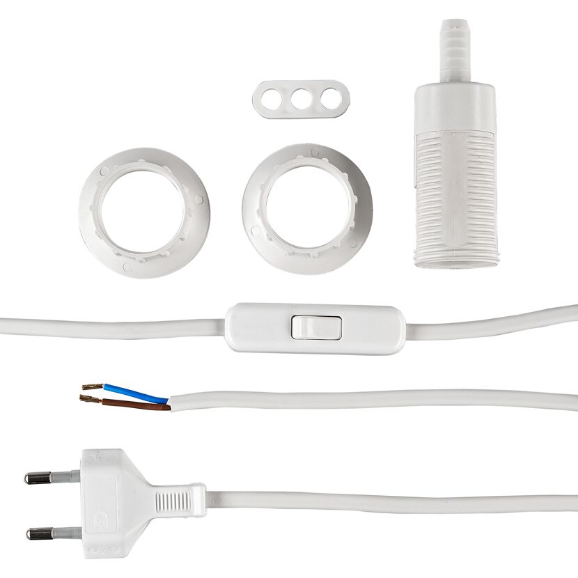 Weißes Beleuchtungs-Set mit Kabel, Stecker und Schalter