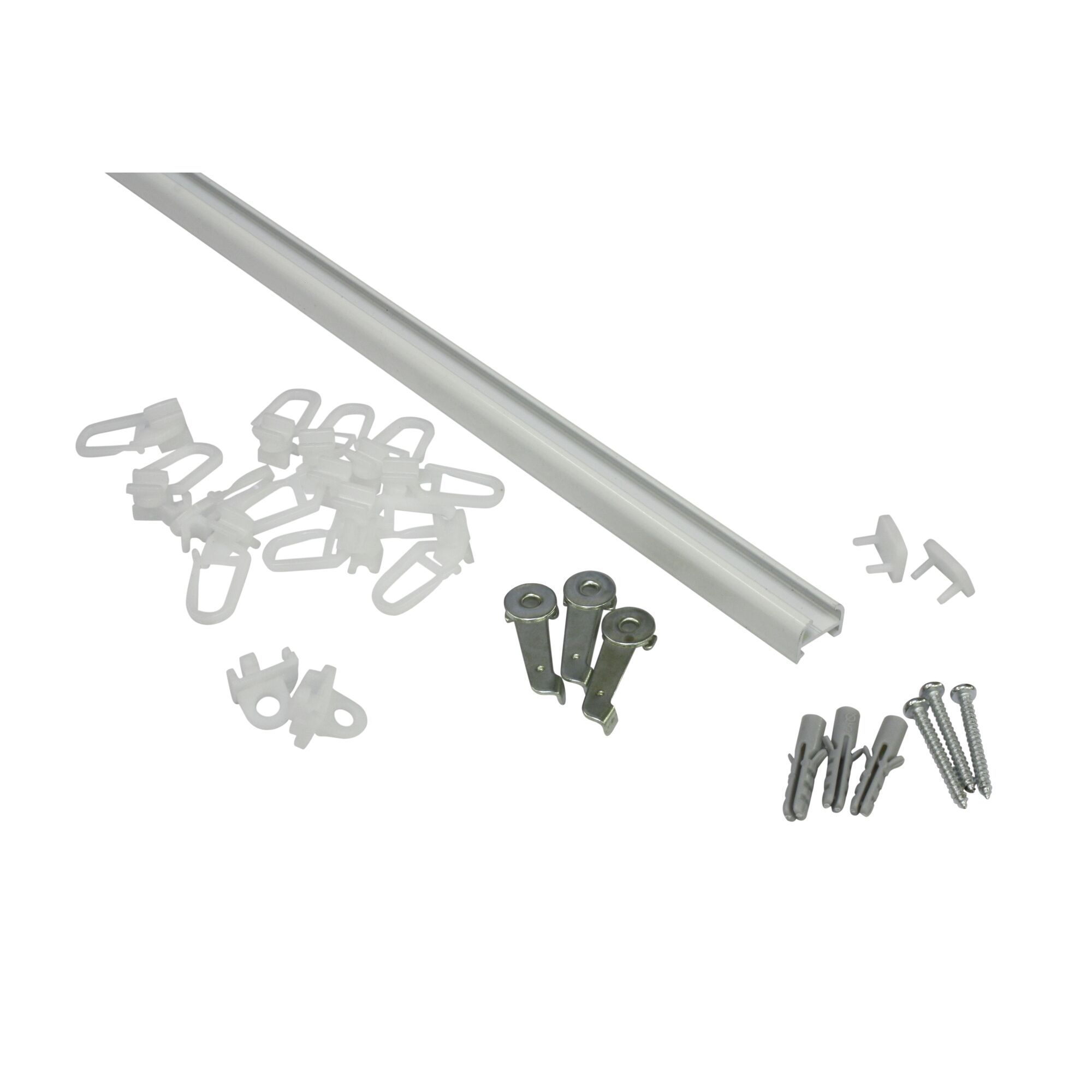Weiße Alu-Schiene mit Zubehör