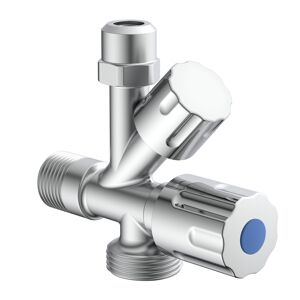 Geräte-Eckventil verchromt 1/2" AG x 3/4" AG x 3/8" AG x 10 mm