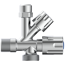 Geräte-Eckventil verchromt 1/2" AG x 3/4" AG x 3/8" AG x 10 mm