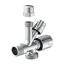 Geräte-Eckventil verchromt 1/2" AG x 3/4" AG x 3/8" AG x 10 mm