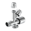 Geräte-Eckventil verchromt 1/2" AG x 3/4" AG x 3/8" AG x 10 mm