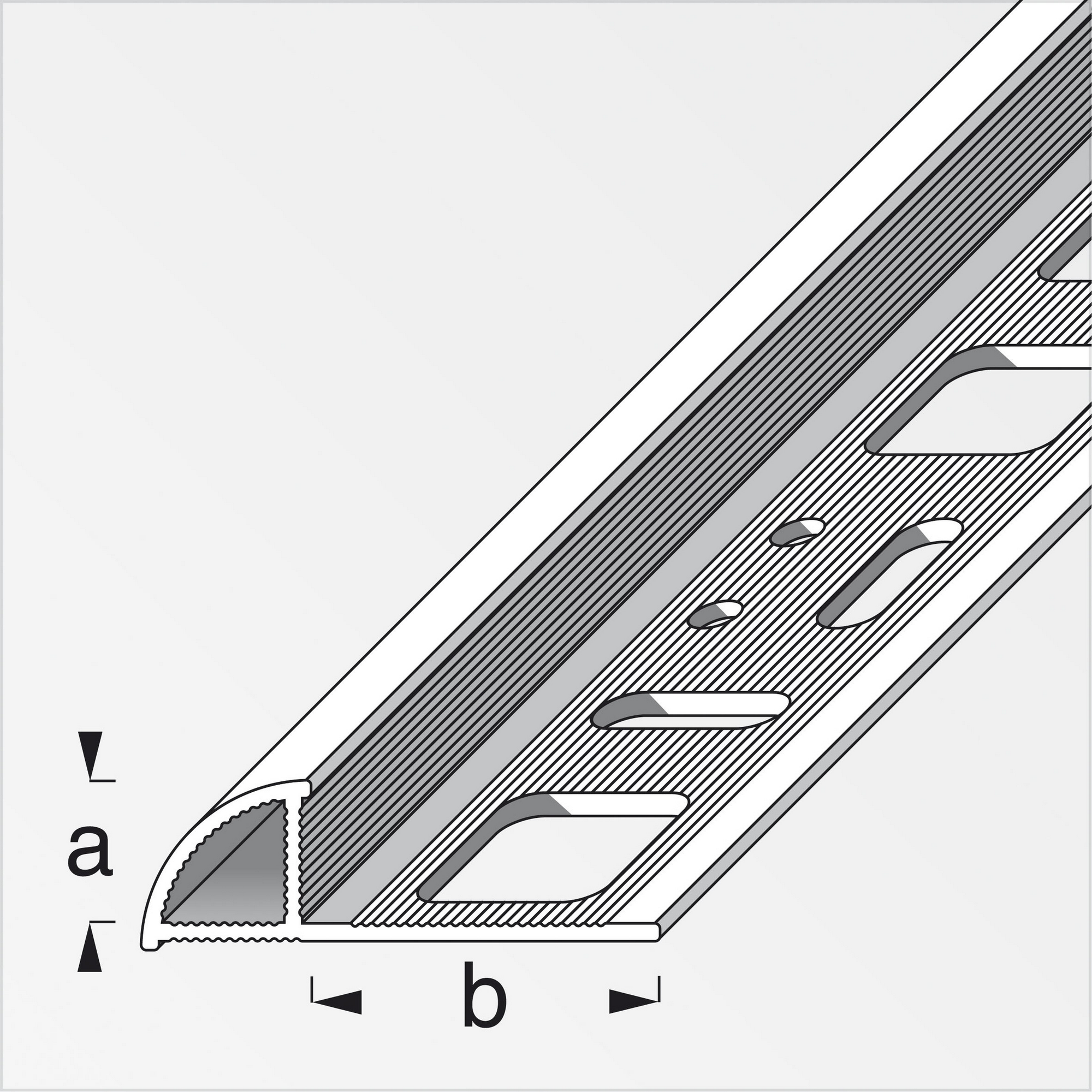 Viertelkreisprofil PVC 1000 x 8 x 19,5 mm + product picture