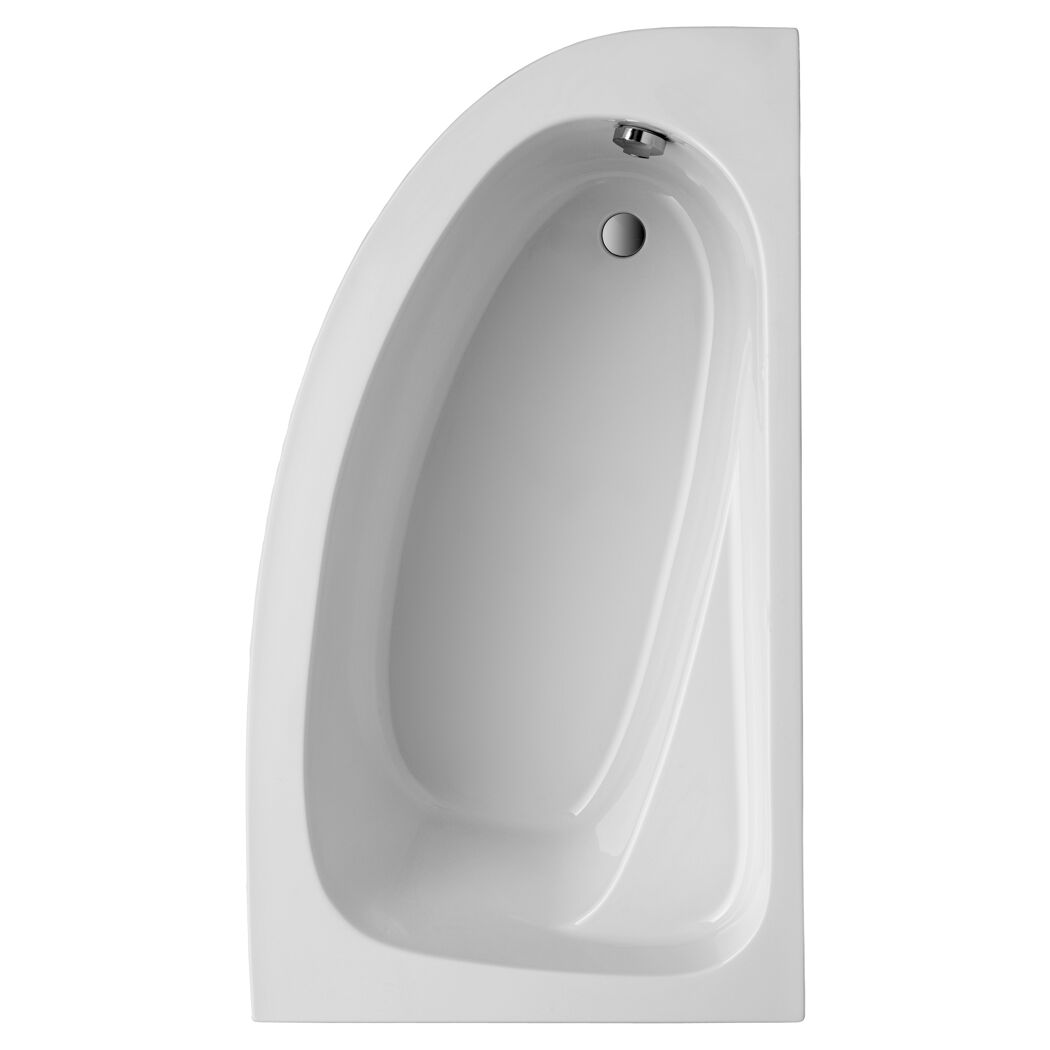 Weiße asymmetrische Badewanne Marina, 160 x 90 cm.