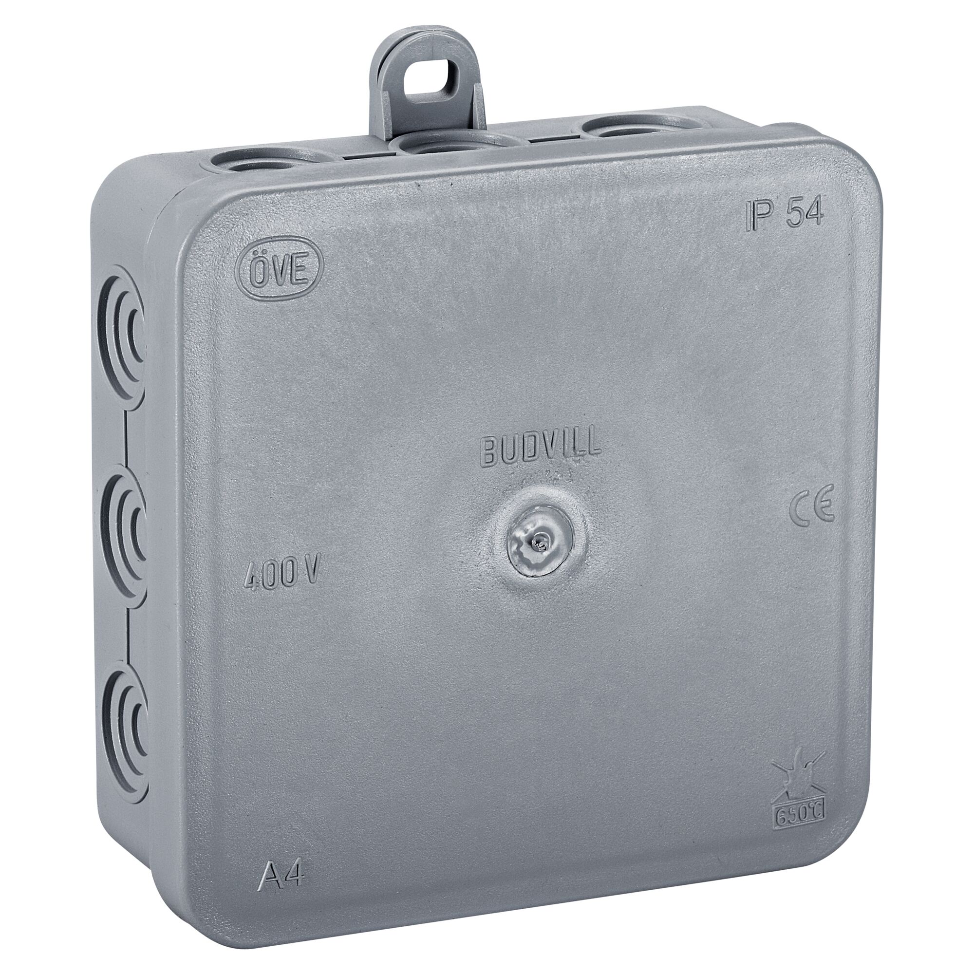 Grauer Abzweigkasten AP 100 x 100 x 37 mm IP54