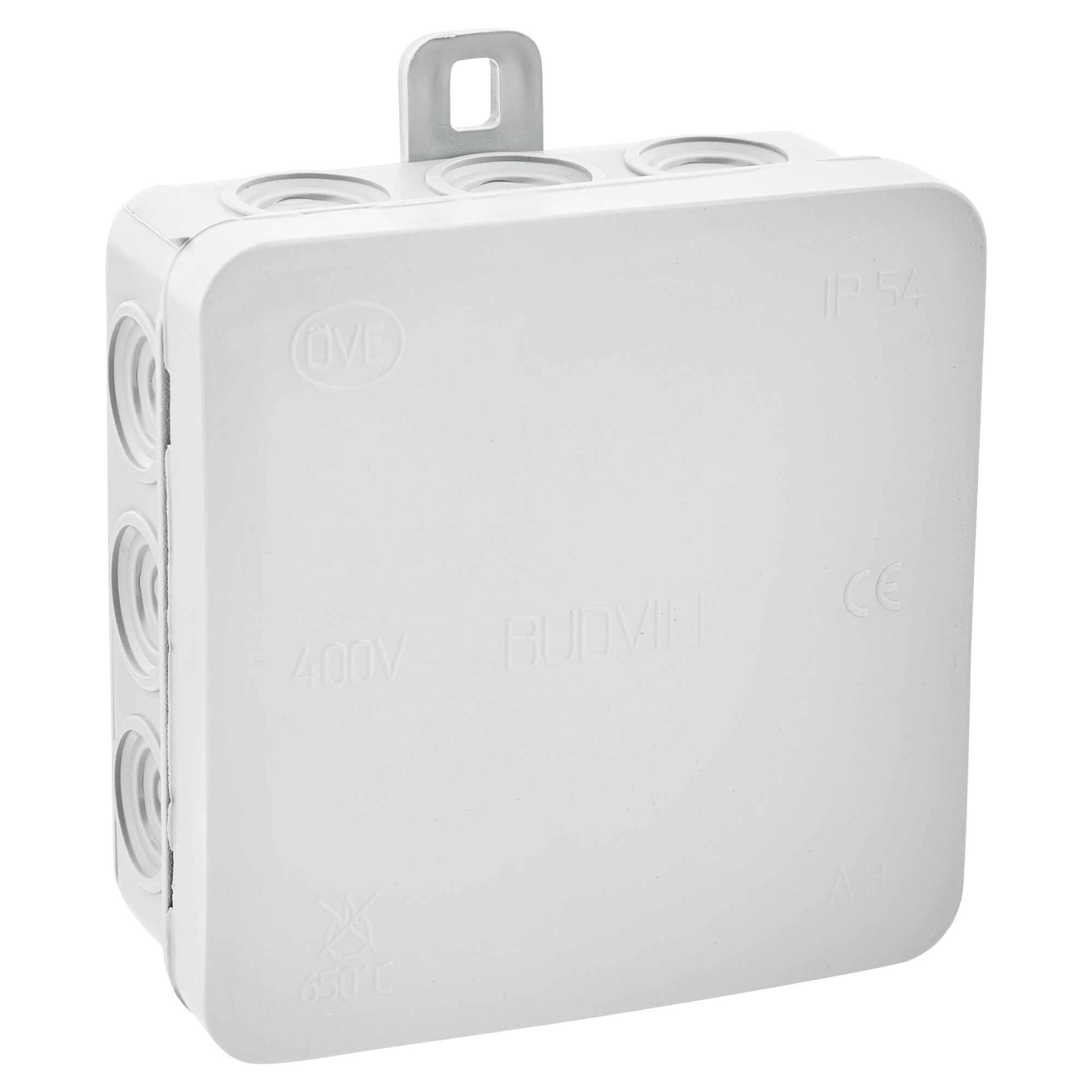 Grauer Abzweigkasten AP10er, 85 x 85 x 37 mm, IP54