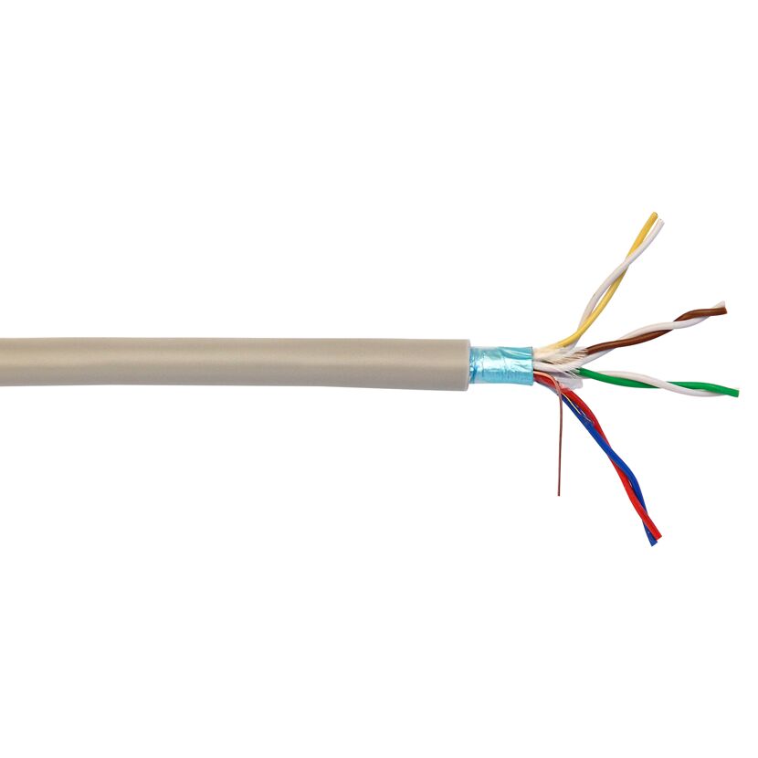 Graues Telefonkabel mit farbigen Adern