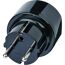 Schwarzer Reisestecker Typ CH/Schuko