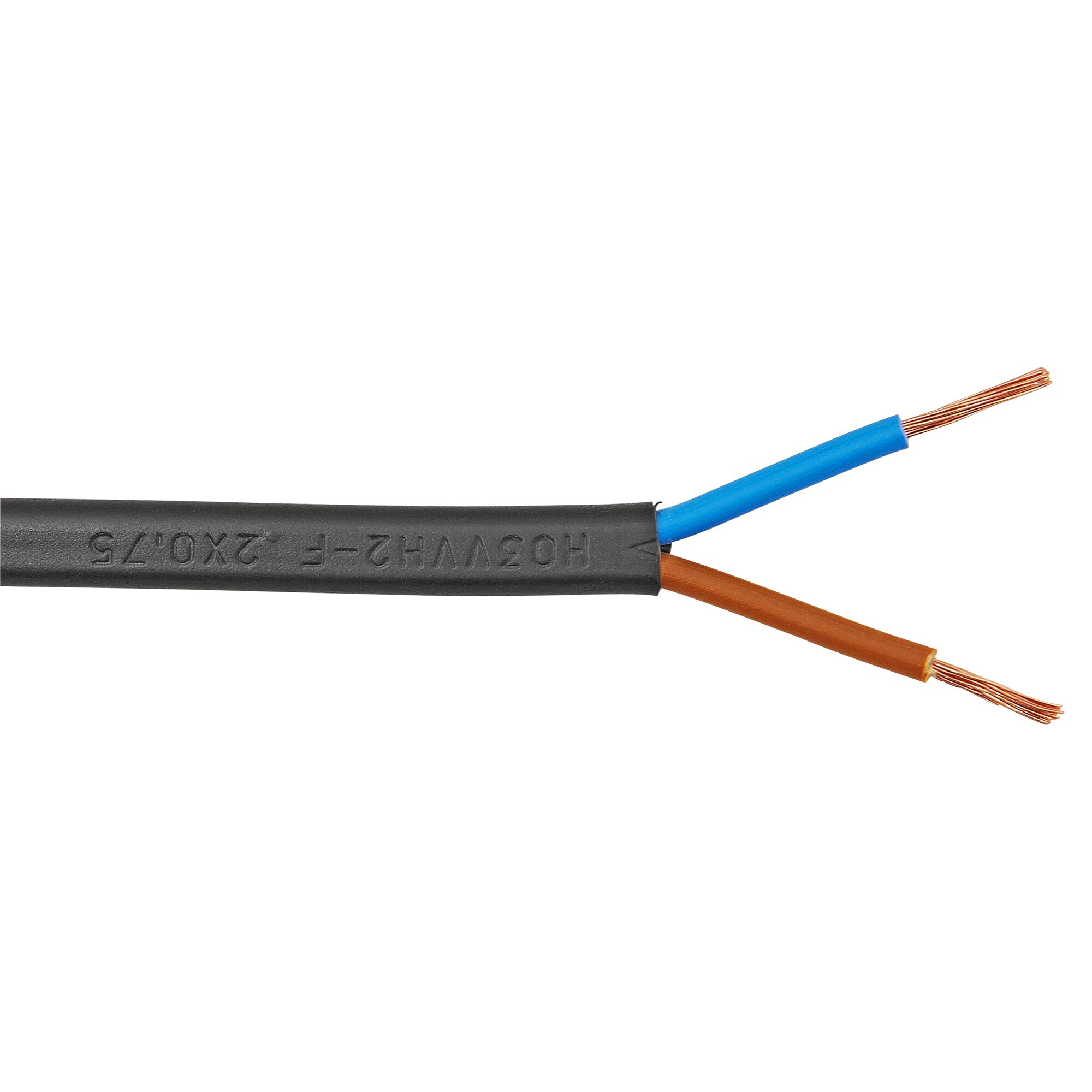 Schwarze Schlauchleitung H03VVH2-F 2x0,75 mm²