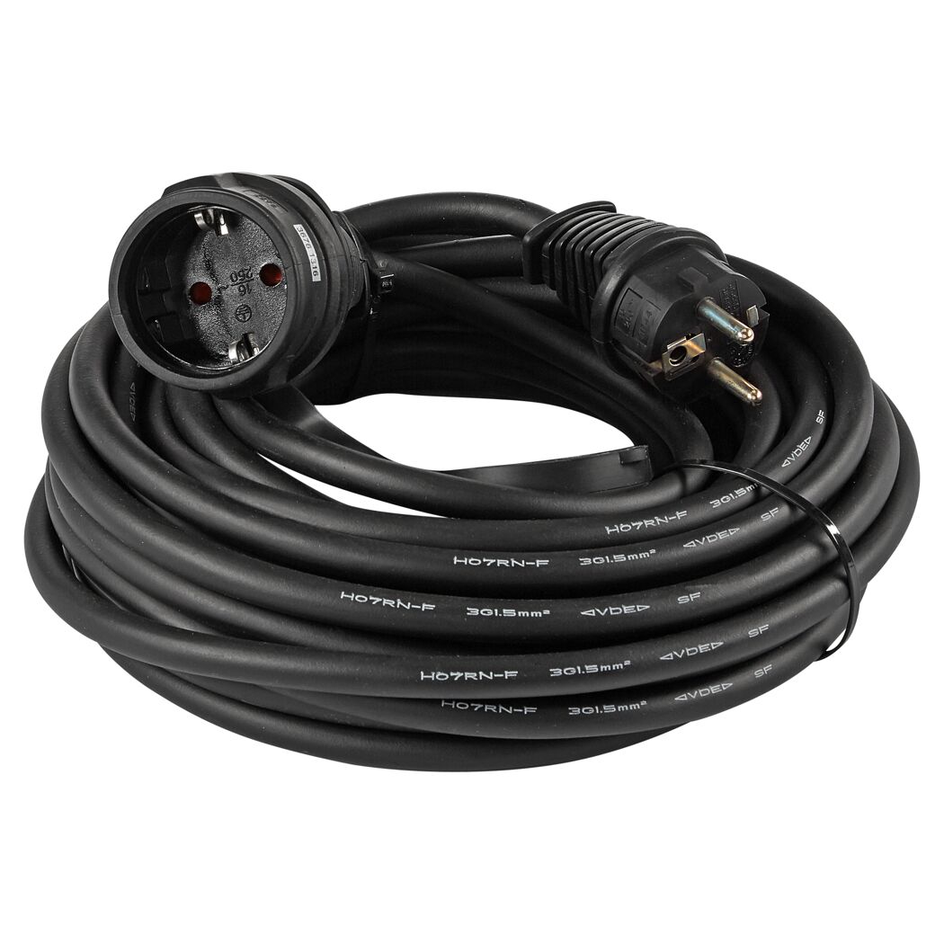 Verlängerungskabel H07RN-F 3G1,5 schwarz 10 m 1,5 mm²