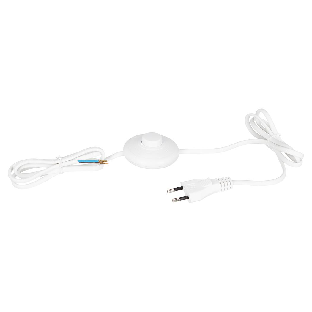 Weißer Fußschalter mit Eurostecker und Zuleitung