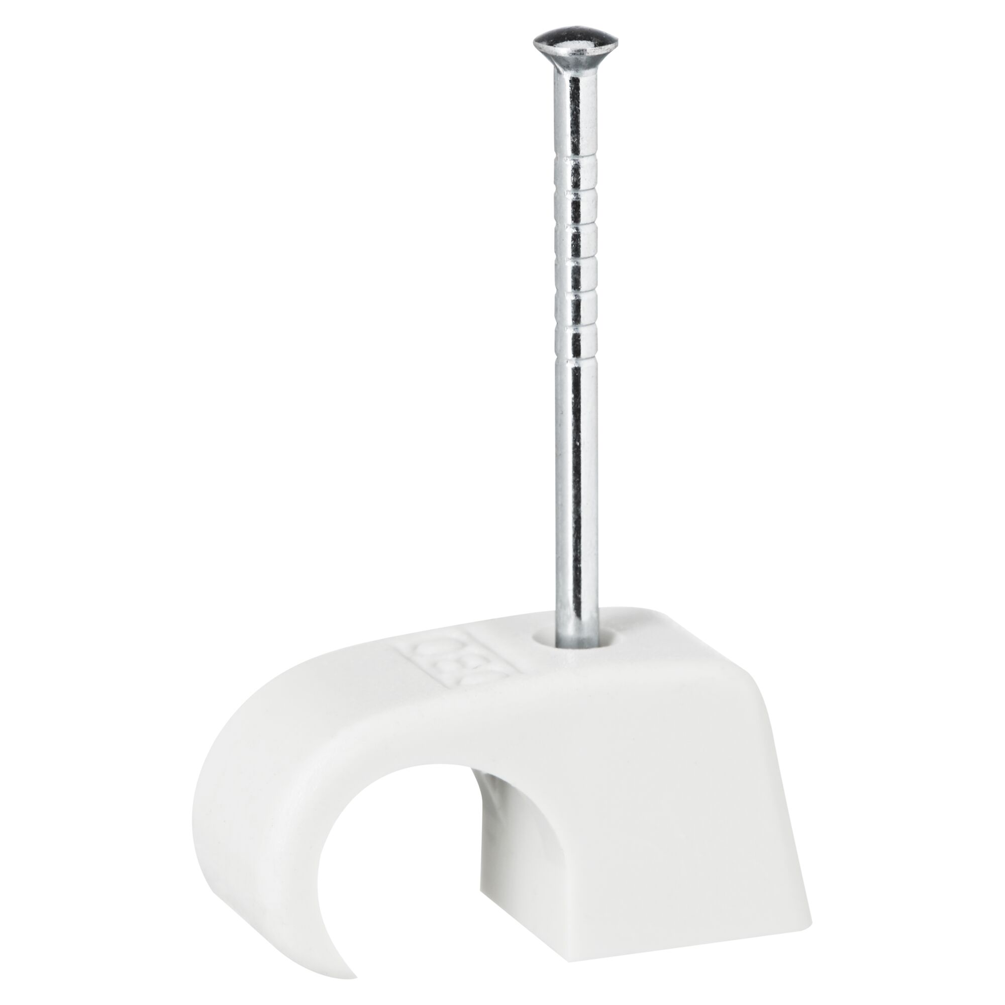 Weiße Nagelschelle mit Nagel