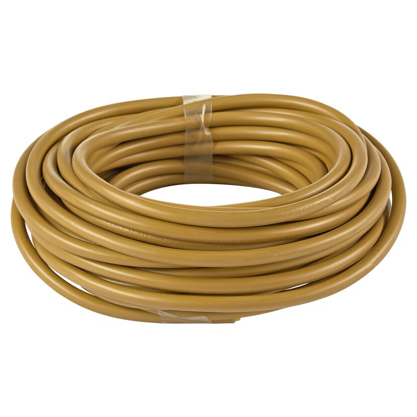 Goldene Schlauchleitung H03VVF 3G0,75, aufgerollt.