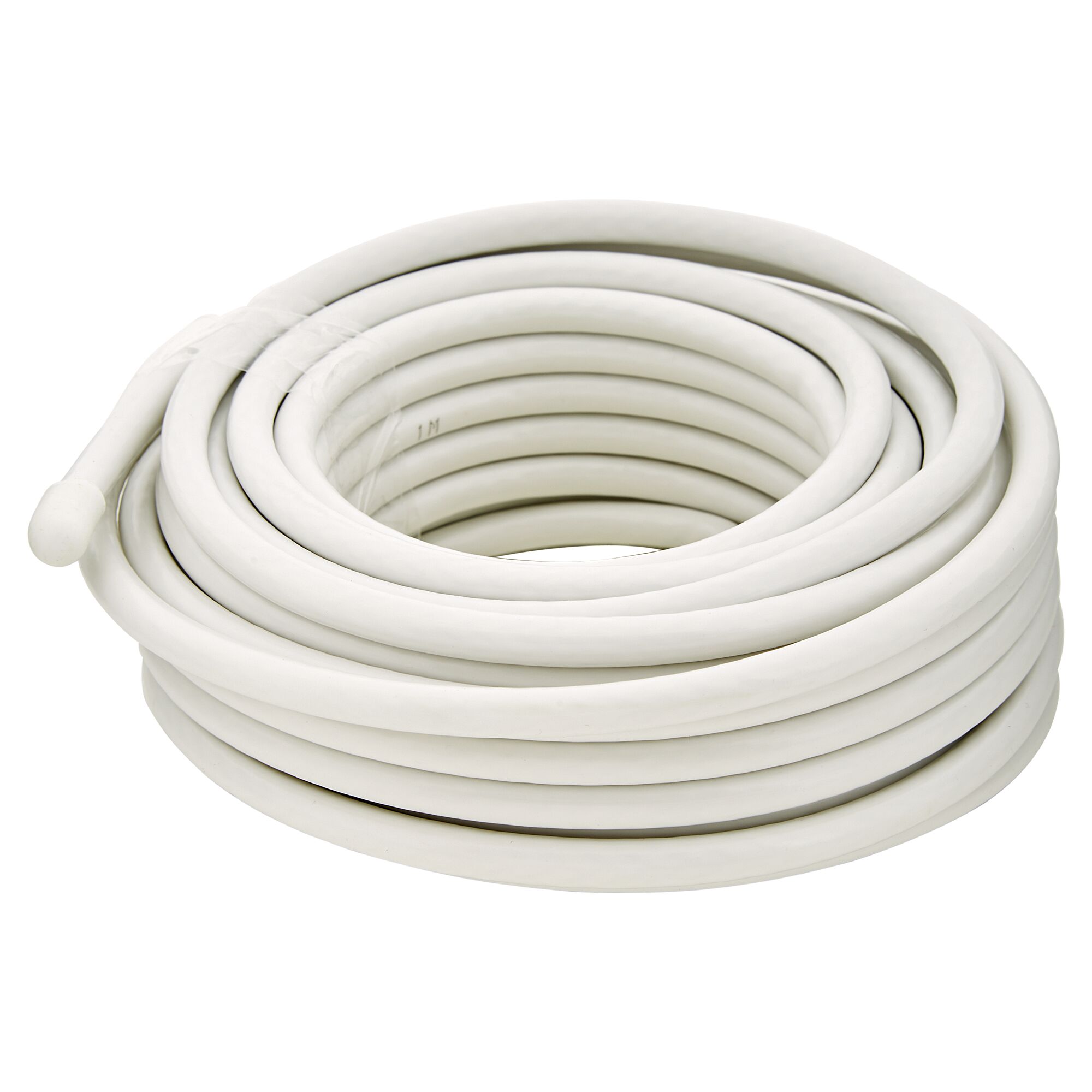 Weißes Koaxialkabel aufgerollt