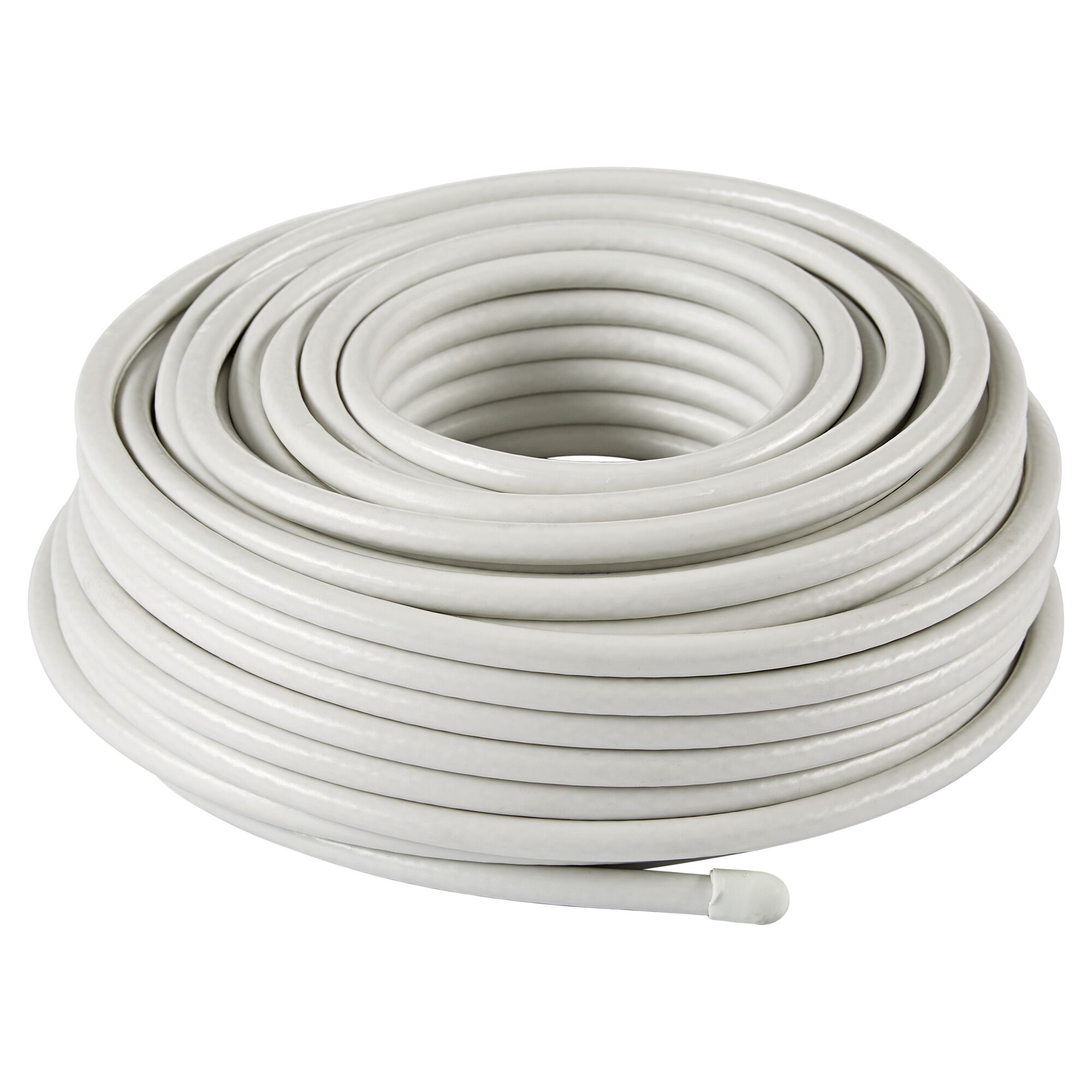 Aufgerolltes weißes Koaxialkabel