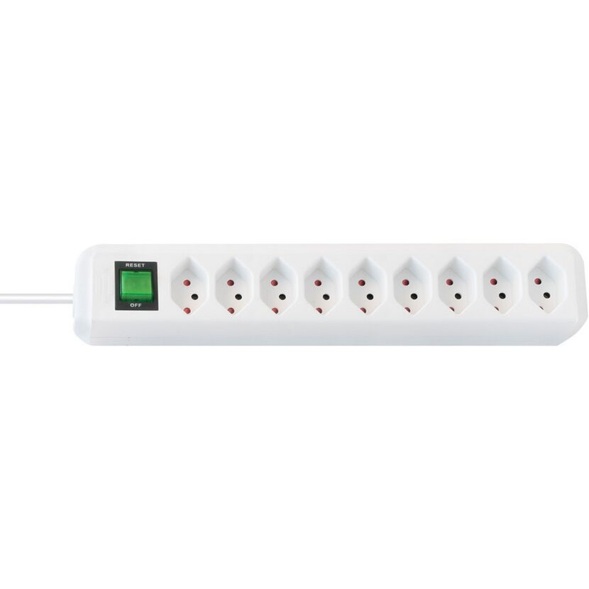 Eco-Line Steckdosenleiste mit Schalter weiß 9-fach 2 m