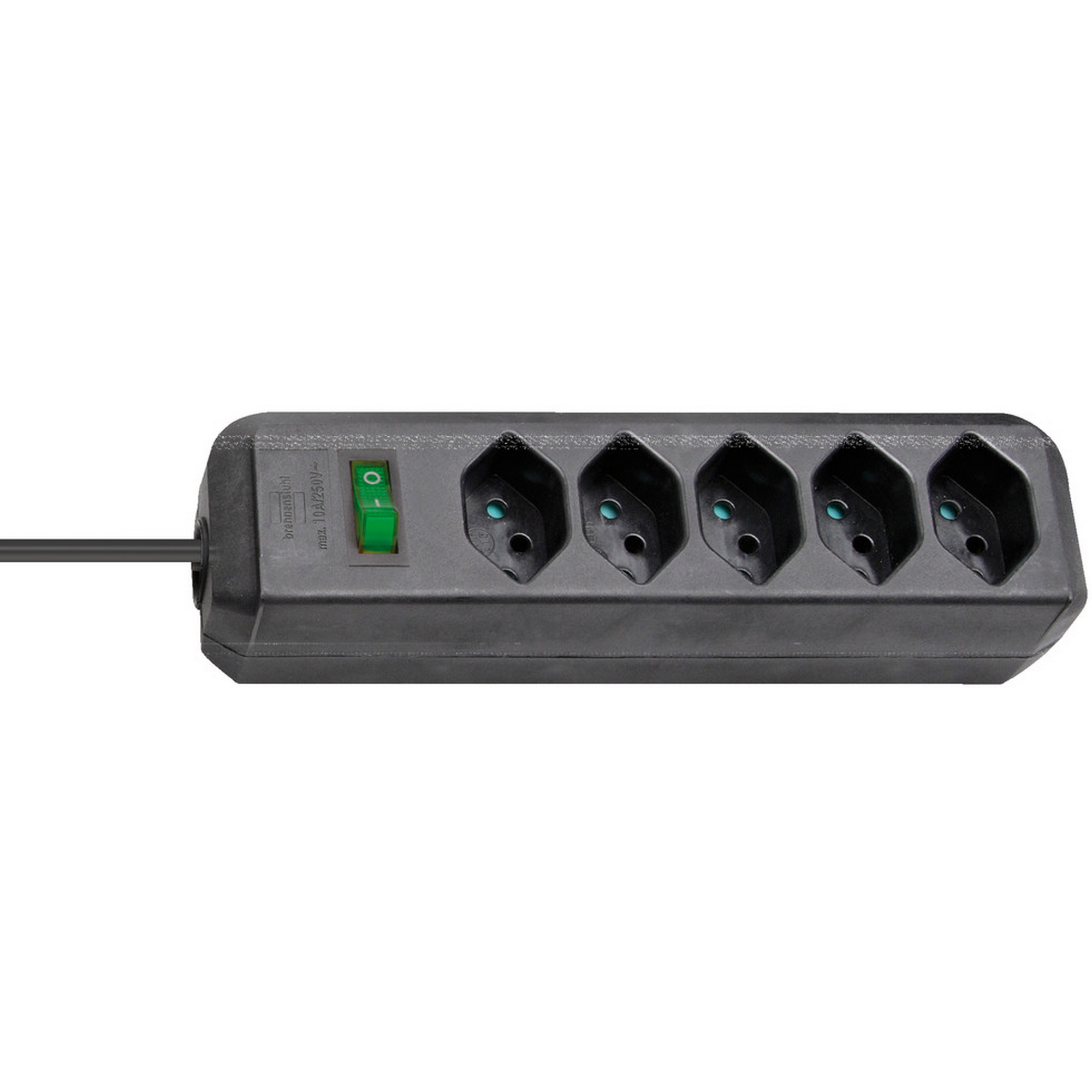 Eco-Line Steckdosenleiste mit Schalter schwarz 5-fach + product picture