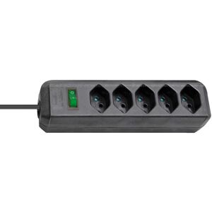 Eco-Line Steckdosenleiste mit Schalter schwarz 5-fach