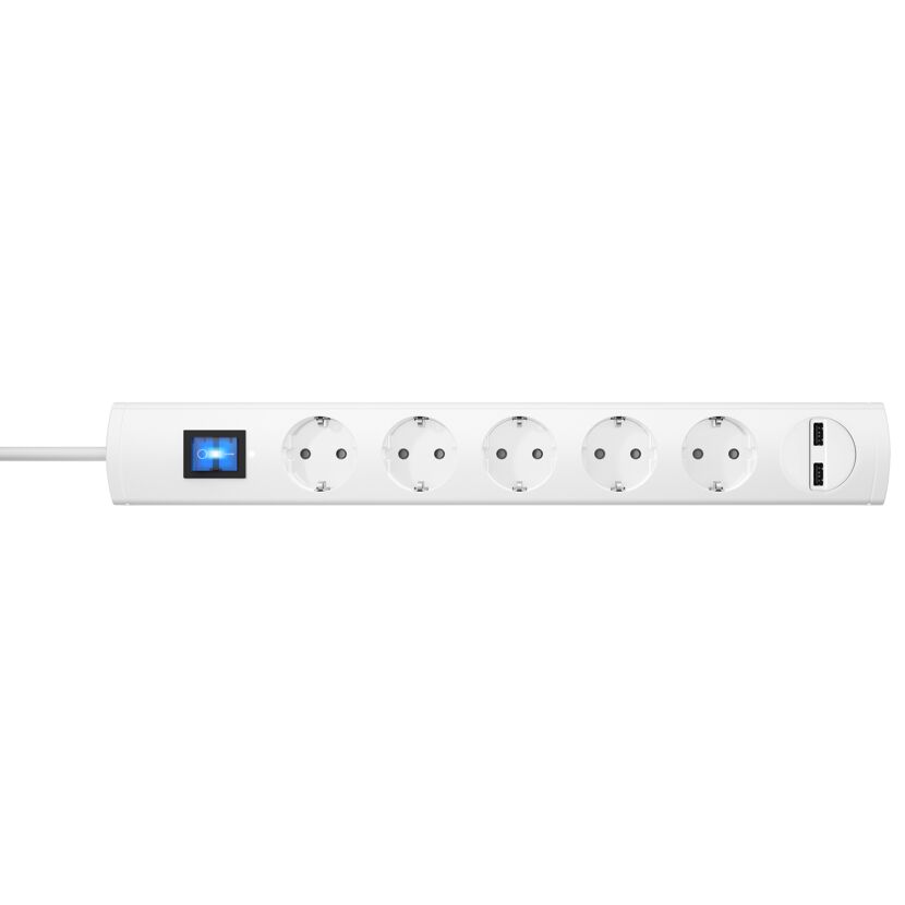 Steckdosenleiste 'Unoversal Plus' mit USB weiß 5-fach