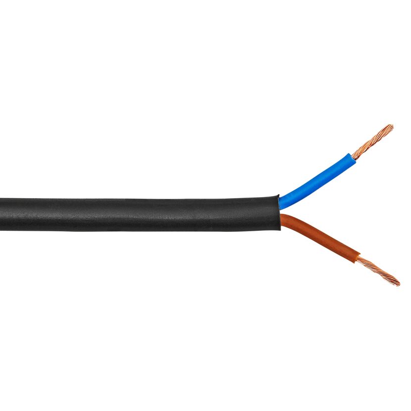 Schwarzes Kabel mit zwei abisolierten Enden