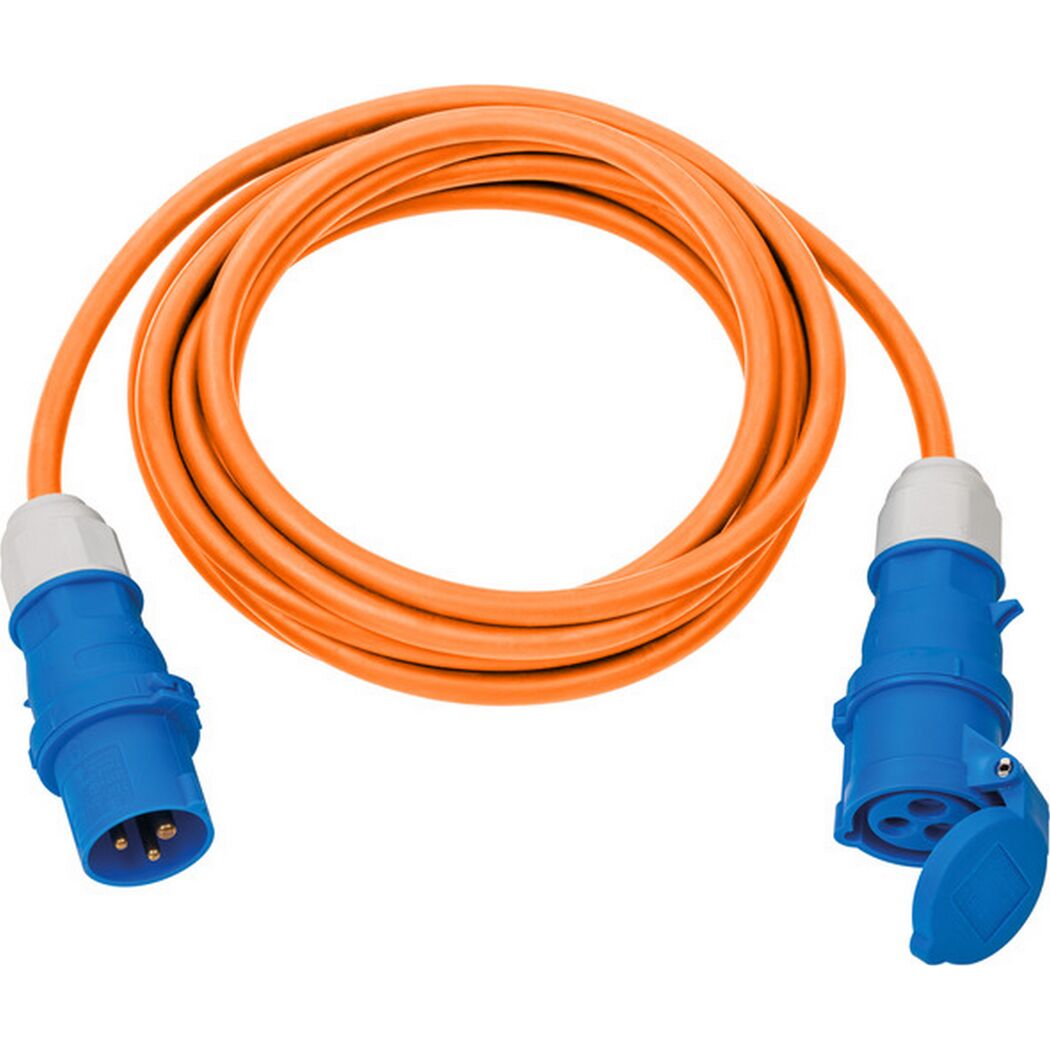 CEE-Verlängerungskabel orange 5 m, Stecker und Kupplung