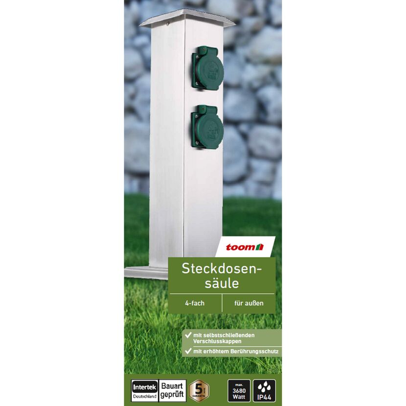 Steckdosensäule für außen, 4-fach, Edelstahl, toom