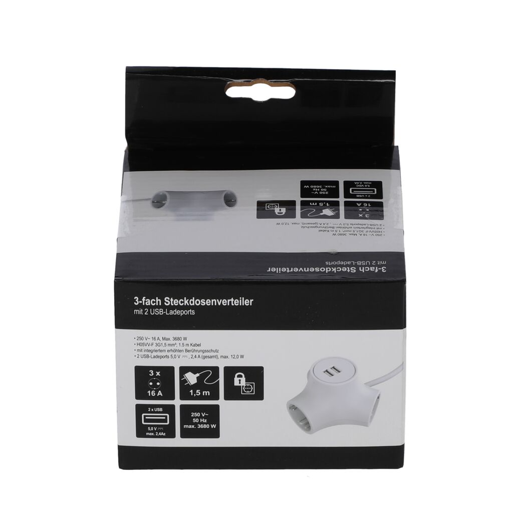 Steckerleiste 3-fach mit USB