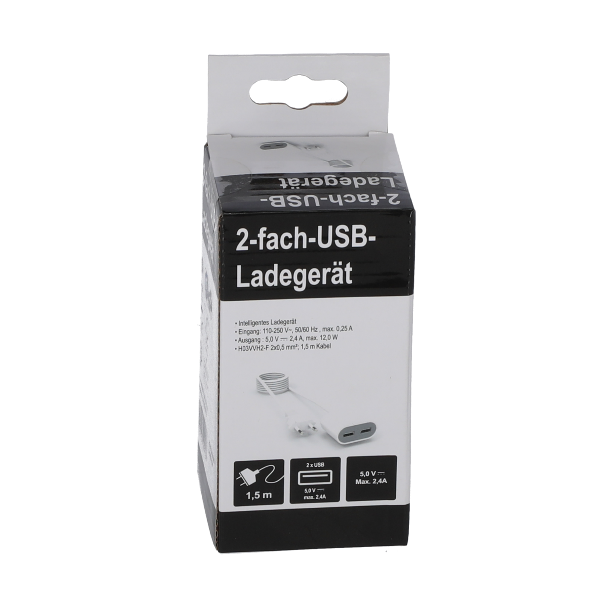 2-Fach USB-Ladegerät 1,5 m
