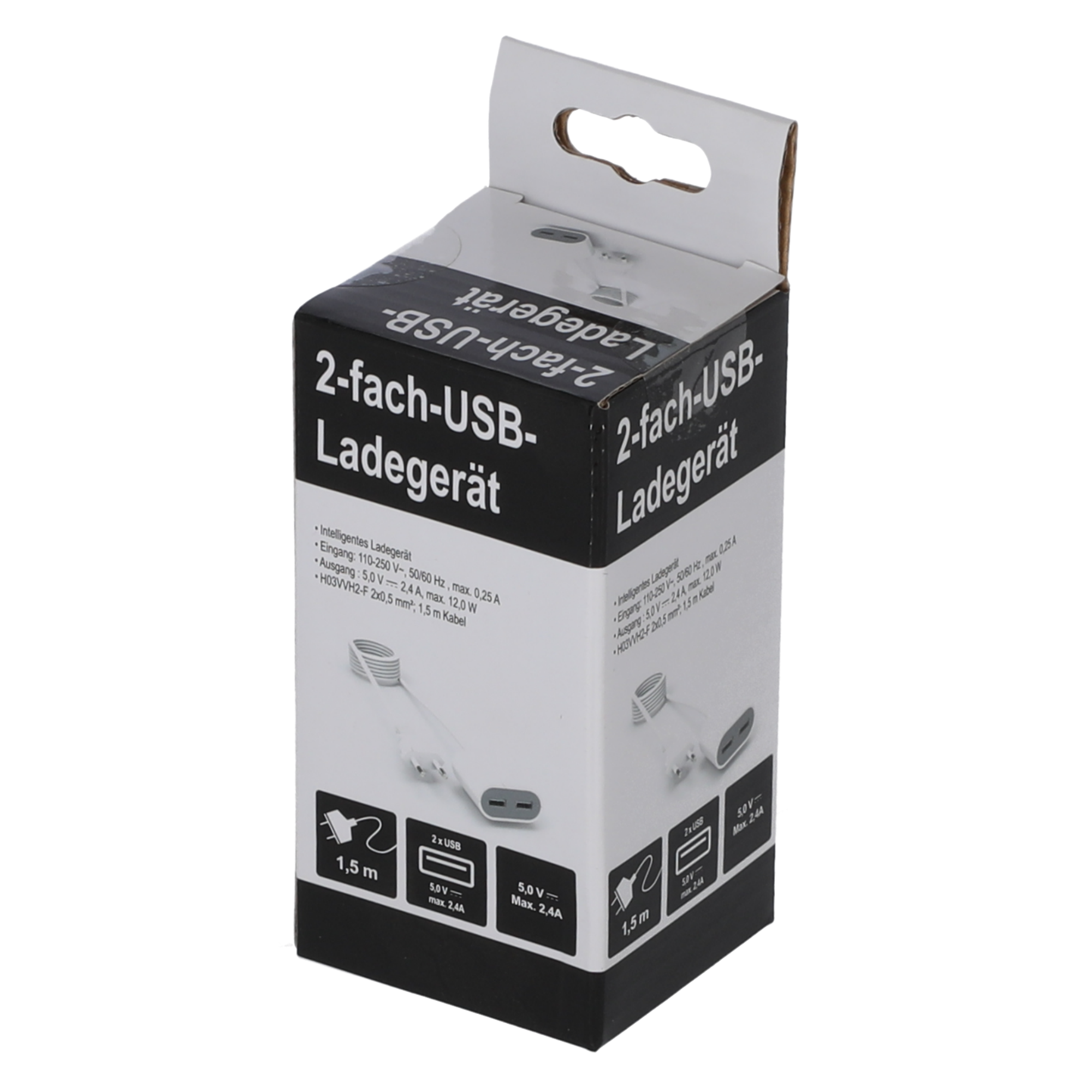 2-Fach USB-Ladegerät 1,5 m