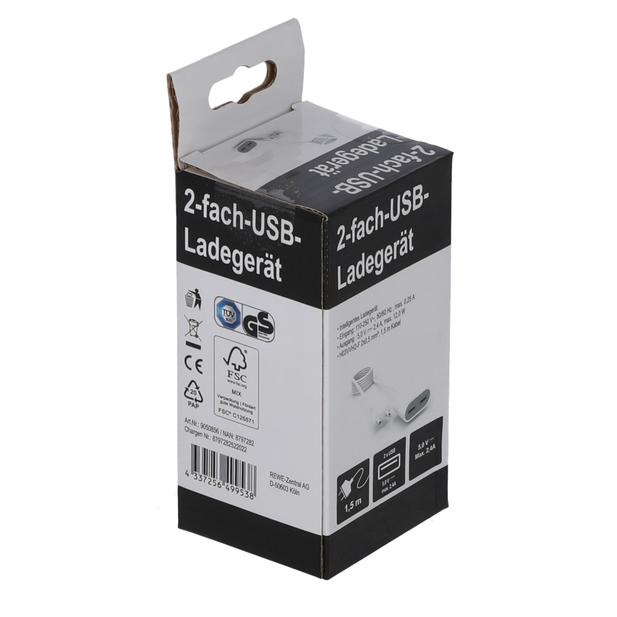 2-Fach USB-Ladegerät 1,5 m