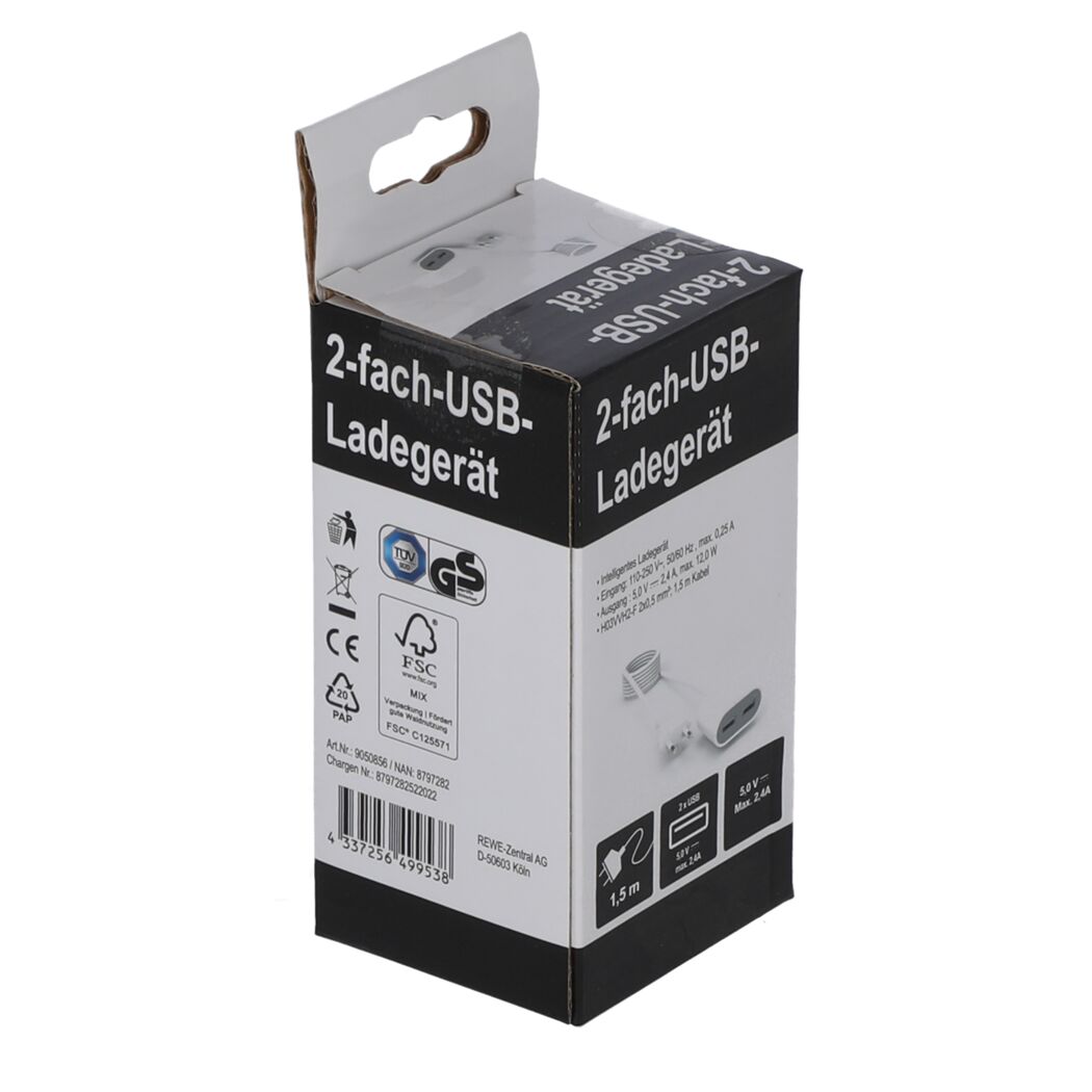 2-Fach USB-Ladegerät 1,5 m