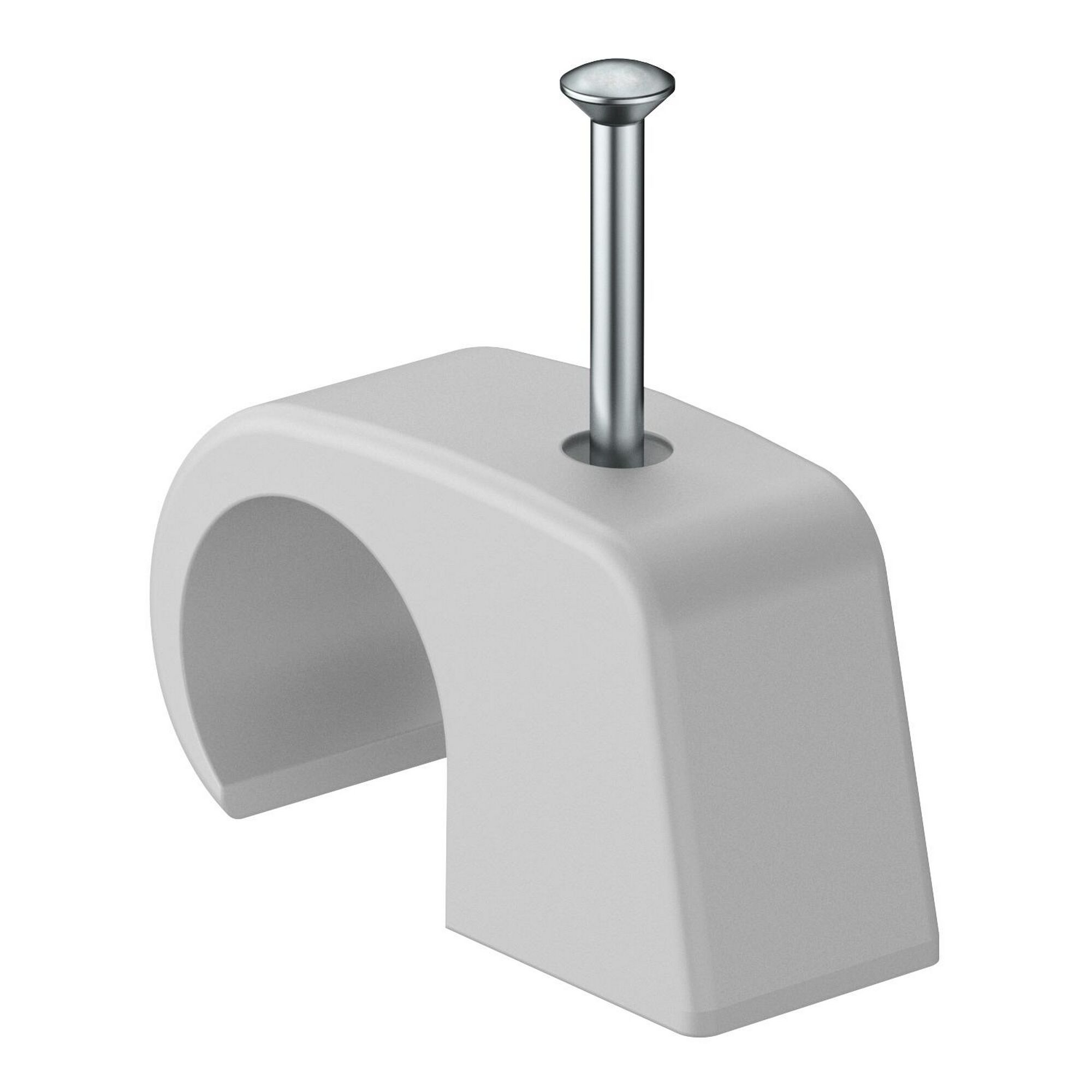 Grauer OBO Haft-Clip mit Nagel