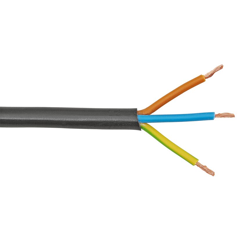 Schwarzes Kabel mit drei farbigen Adern
