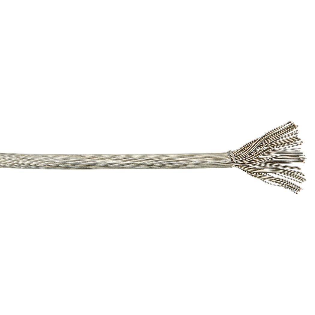 Abgeschnittenes silbernes Kabel mit freiliegenden Drähten