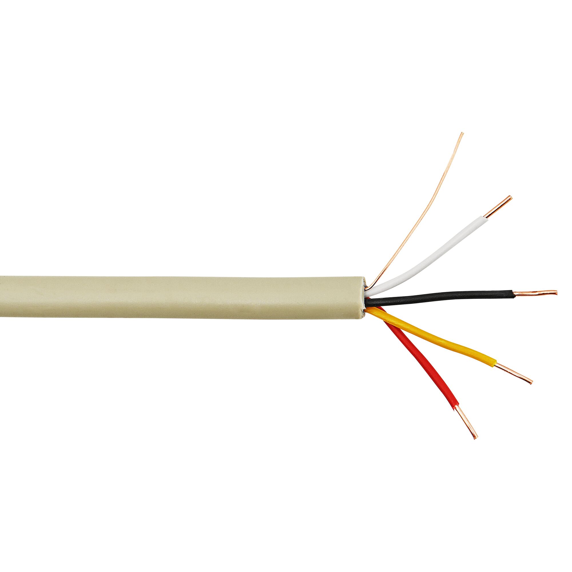 Graues Telefonkabel mit vier farbigen Adern