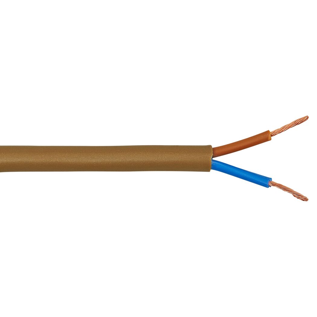 Braune Schlauchleitung H03VVF 2x0,75, Kupferkabelenden