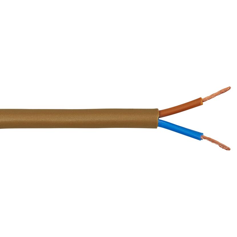 Braune Schlauchleitung H03VVF 2x0,75, Kupferkabelenden