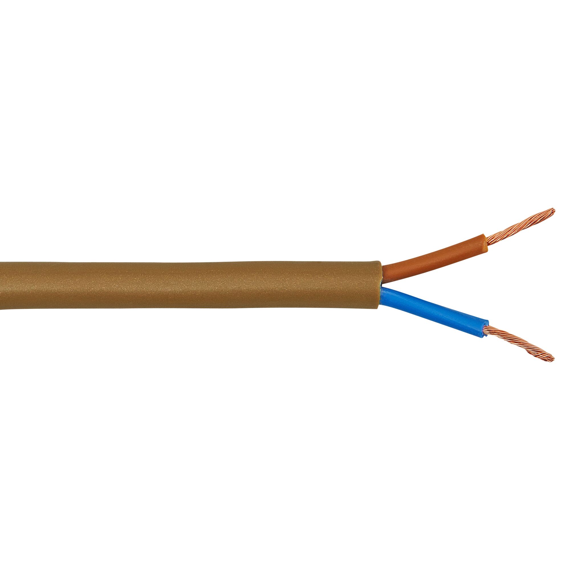 Braune Schlauchleitung H03VVF 2x0,75, Kupferkabelenden