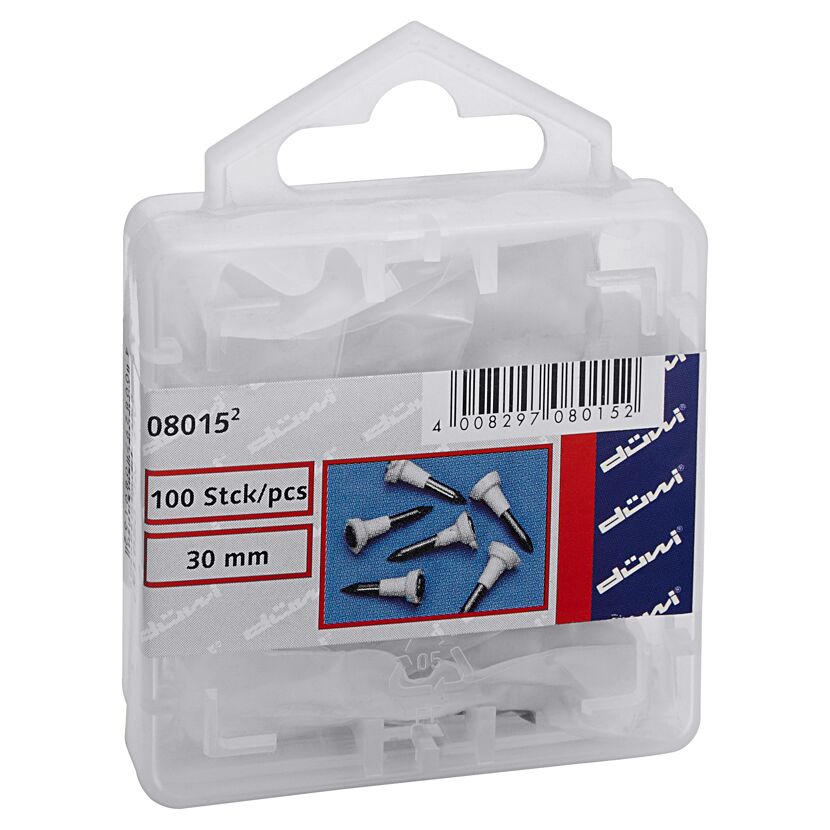100 Stück Düwi ISO-Stahlnägel 30 mm in Kunststoffbox