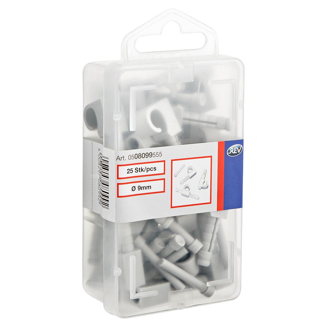 REV Ritter Dübelschellen 9 mm, 25 Stück im transparenten Plastikkasten