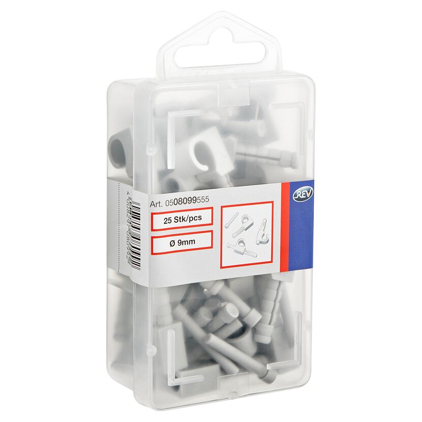 REV Ritter Dübelschellen 9 mm, 25 Stück im transparenten Plastikkasten